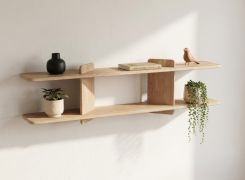 Wandrek / Kleur: gebleekt eiken / Massief hout / Geolied eikenhout / 140 x 25 x 39 cm / Stijlvol / Rek / Functioneel / Eenvoudig