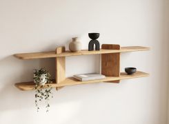 Wandrek / Kleur: eiken / Massief hout / Geolied eikenhout / 140 x 25 x 39 cm / Stijlvol / Rek / Functioneel / Eenvoudig