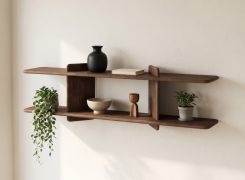 Wandplank / Kleur: Tabacco / Massief hout / Geolied eikenhout / 140 x 25 x 39 cm / Stijlvol / Plank / Functioneel / Eenvoudig