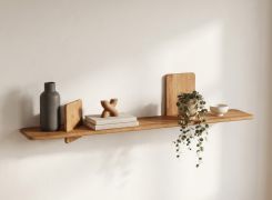 Hangrek / hangplank / Kleur: eiken / Massief hout / Geolied eikenhout / 140 x 25 x 32 cm / Stijlvol / Rek / Hangplank / Functioneel