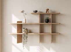 Open kast / Kleur: gebleekt eiken / Massief hout / Geolied eikenhout / 140 x 25 x 86 cm / 3 vakken / Stijlvol / Functioneel / voor de woonkamer