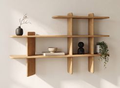 Open kast / Kleur: eiken / Massief hout / Geolied eikenhout / 140 x 25 x 86 cm / 3 vakken / Stijlvol / Functioneel / voor de woonkamer