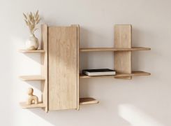 Plank / Kleur: gebleekt eiken / Massief hout / Geolied eikenhout / 140 x 28 x 86 cm / 1 deur / Stijlvol / Functioneel / Hangrek / hangplank / voor de woonkamer