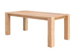 Eettafel Gijou 02, gemaakt van massief eikenhout, geolied oppervlak, vier poten, tafelblad 4 cm dik, afmetingen: 75 x 180 x 90 cm, elegant en functioneel