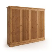 Kledingkast / van massief Fins grenen / Handgrepen: antiek zilver / Kleur: eiken / Draaideurkast / klassiek / Maten: 212,5 x 248 x 63 cm / vier deuren