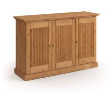 Sideboard / ladekast / commode / van massief Fins grenen / Kleur: eiken / drie deuren / handgrepen: antiek zilver / Maten: 91 x 142 x 45 cm / geschikt voor dagelijks gebruik en robuust