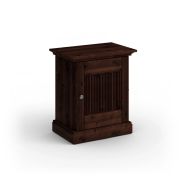 Nachtkastje / van massief Fins grenen / Kleur: Tabacco / Deur ophanging rechts / Maten: 61 x 54 x 36 cm / één deur / Handgrepen: antiek zilver / natuurlijke nerf
