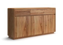 Ladekast / commode / Massief hout / Geolied eikenhout / 3 deuren / 2 lades / Soft-Close functie / 157 x 40 x 85 cm / 4 vakken / Push-to-open-functie