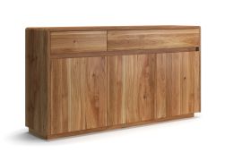 Ladekast / commode / Massief hout / Geolied eikenhout / 3 deuren / Push-to-open-functie / 2 lades / Soft-Close functie / 157 x 40 x 85 cm / 4 vakken