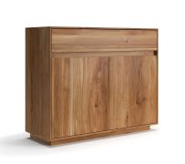 Ladekast / commode / Massief hout / Geolied eikenhout / 2 deuren / Push-to-open-functie / 1 lade / Soft-Close functie / 104 x 40 x 85 cm / 2 vakken