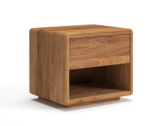 Nachtkastje / Massief hout / Geolied eikenhout / Push-to-open-functie / 1 lade / Soft-Close functie / 1 open vak / 50 x 39 x 45 cm