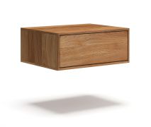Hangend nachtkastje / Massief hout / Geolied eikenhout / Push-to-open-functie / 1 lade / 50 x 39 x 19 cm / Soft-Close functie