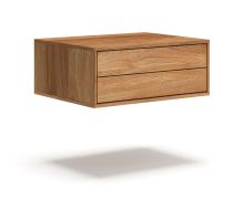 Hangend nachtkastje / Massief hout / Geolied eikenhout / Push-to-open-functie / 2 lades / 50 x 39 x 19 cm / Soft-Close functie