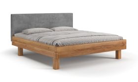 Eenpersoonsbed / logeerbed / massief hout / geolied eikenhout / comfortabele rugleuning / 200 x 200 cm / minimalistisch / hoogwaardige natuurlijke materialen