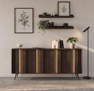 Ladekast / commode | Kleur: eiken Dunin | incl. LED verlichting | 183 x 40 x 83 cm | 4 deuren | Soft-Close functie | 8 vakken | slanke metaal poten | sideboard