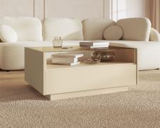Salontafel | Kleur: cacao / eiken Cremona | 2 lades | 1 vak | 96 x 67 x 43 cm | Push-to-open-functie | Koffietafel | voor de woonkamer