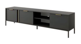 TV-meubel Raoued 06 met voldoende vakken, kleur: antraciet - Afmetingen: 53 x 203 x 39.5 cm (H x B x D)