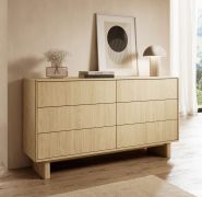 Ladekast / commode | Kleur: geolied eiken | 6 lades | Push-to-open-functie | Volledig uittrekbare lades | 153 x 38 x 83 cm | Sideboard | voor de woonkamer