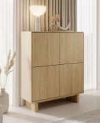 Ladekast / commode | Kleur: geolied eiken | 4 draaideuren | Push-to-open-functie | 8 vakken | 104 x 38 x 124 cm | highboard | ABS-randen | voor de woonkamer