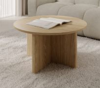 Salontafel | Kleur: geolied eiken | Rond | 90 x 90 x 49 cm | ABS-randbescherming | Koffietafel | Hoogwaardige afwerking | Voor de woonkamer