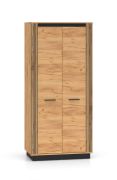 Kledingkast met twee deuren Dagali 03, kleur: eiken / zwart, afmetingen: 200 x 92 x 55 cm, ABS randbescherming, soft-close systeem, één kledingroede