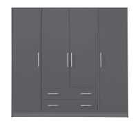 Großer Kleiderschrank mit genügend Stauraum Hannut 35, Farbe: Anthrazit - Abmessungen: 190 x 200 x 56 cm (H x B x T)