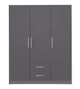 Kledingkast met drie deuren Hannut 37, kleur: antraciet - afmetingen: 190 x 150 x 56 cm (H x B x D)