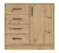 Smalle ladekast Hannut 32, kleur: Artisan eiken - afmetingen: 84 x 90 x 40 cm (H x B x D)