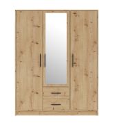 Garderobekast met spiegel Hannut 21, kleur: Artisan eik - Afmetingen: 190 x 150 x 56 cm (H x B x D)