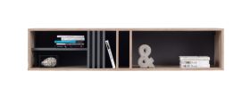 Wandplank met meerdere vakken Niel 11, kleur: eiken / antraciet - Afmetingen: 30 x 140 x 30 cm (H x B x D)