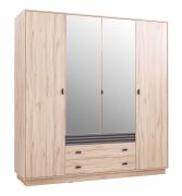 Kledingkast met vier deuren Niel 16, kleur: eiken / antraciet - Afmetingen: 210 x 200 x 56 cm (H x B x D)