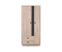 Eenvoudige kast Niel 02, kleur: eiken / antraciet - Afmetingen: 195 x 90 x 50 cm (H x B x D)