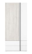 Moderne kledingkast met twee laden Schilde 02, kleur: eiken wit / wit / antraciet - afmetingen: 195 x 90 x 53 cm (H x B x D)