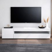 TV-onderkast Silvado 1 / wit hoogglans / 155 x 40 x 45 cm / groot kiep- kantelvak met 2 vakken / greeploos design / robuust en duurzaam / volledig gelakt