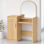 Make-up tafel Lunarisa 1 met spiegel / Kleur: Sonoma-eik / 1 lade / 3 vakken / ruime opbergvlakken / ideaal voor kleinere ruimtes