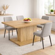 Eettafel Statura 1 / Kleur: eiken Sonoma / stevige kolomtafel / degelijk tafelblad van 32 mm dik / 138 x 80 x 74 cm / UV-laklaag / voor 4–6 personen