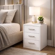 Nachtkastje Darven / Kleur: mat wit / 3 lades / stevig en compact / 40 x 35 x 60 cm / veel opbergruimte