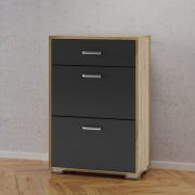 Schoenenkast Stepino / Kleur: Artisan eiken / antraciet mat / 2 vakken met klipbevestiging / 1 lade / ingang / garderobe / 60 x 30 x 88,5 cm / Hal