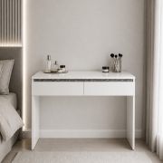 Make-up tafel Simoa / Kleur: Nimfea alba / Dark concrete / 2 lades / incl. spiegel / 120 x 41,8 x 83 cm / Make-up tafel / Slaapkamer
