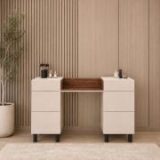 Kaptafel Claritha / Kleur: kasjmier / Livorno-eiken look / 6 lades / incl. spiegel / make-up tafel / Slaapkamer / Elegant & modern