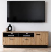 TV-onderkast Kelvizo / Kleur: Artisan eiken / antraciet / 200 x 42 x 53,5 cm / 5 vakken / 1 deur / 1 grote klapdeur / TV-onderkast / stabiel en duurzaam