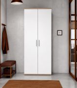 Schoenenkast Tolto / Kleur: eiken Sonoma / wit / 2 deuren / ruimtewonder / veel opbergruimte / 5 vakken / 69 x 35 x 176 cm / garderobekast