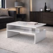 Salontafel Polien 5 / Kleur: hoogglans wit / groot opbergvlak / geometrische vorm / onderhoudsvriendelijk en stabiel / salontafel / 70 x 40 x 41,4 cm / woonkamertafel