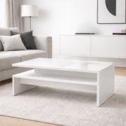 Salontafel Polien 5 / Kleur: hoogglans wit / groot opbergvak / geometrische vorm / onderhoudsvriendelijk en stevig / salontafel / 90 x 60 x 41,4 cm / woonkamertafel