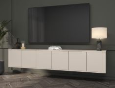 TV-onderkast | Kasjmier | Push-to-open-functie | 6 deuren | 12 vakken | 210 x 40 x 40 cm | kan aan de muur worden bevestigd of op de vloer worden geplaatst | TV-meubel