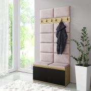 Kapstok / garderobe 01 met schoenenkast voor 8 paar schoenen | Artisan/Zwart/Flamingo | 215 x 100 x 40 cm | voor 8 paar schoenen | 6 kledinghaken | 4 vakken
