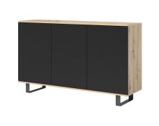 Ladekast met donkere Zapopan 08 front, drie deuren, kleur: Artisan eik / zwart, afmetingen: 100 x 150 x 40 cm, poten: metaal, gemaakt van hoogwaardige materialen