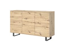 Stijlvolle ladekast voor de inkomhal Zapopan 05, drie deuren, drie houten planken, kleur: Artisan eik, afmetingen: 100 x 150 x 40 cm, zes compartimenten
