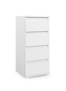 Ladekast / commode met vier lades Zapopan 18, kleur: wit, maten: 88 x 30 x 40 cm, vervaardigd uit hoogwaardige materialen, voor de hal of kapstok / garderobe