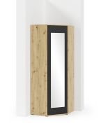 Hoekkledingkast voor garderobe Zapopan 49, push-to-open functie, vijf vakken, kleur: Artisan eiken / zwart, afmetingen: 185 x 70 x 70 cm, twee kledingroedes